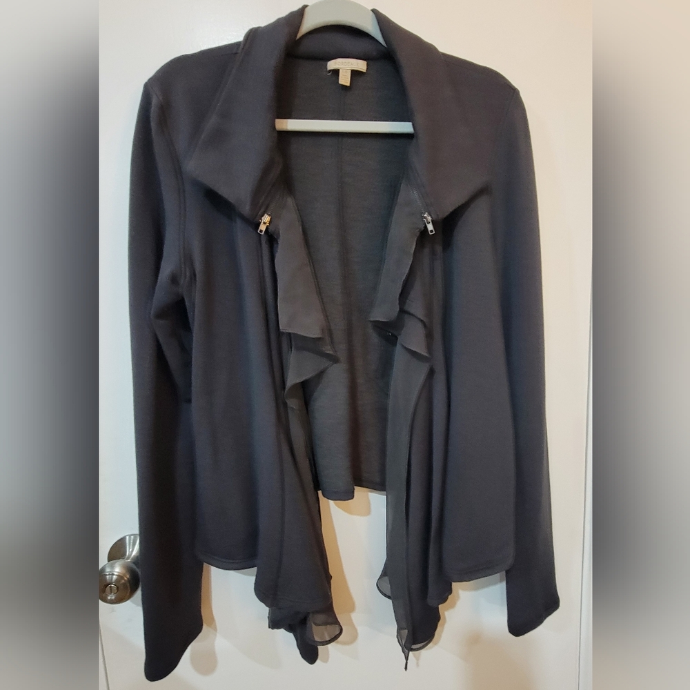 Bordeaux open cardigan with sheer accent